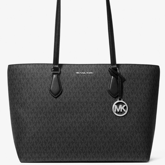 Michael Kors Sheila Large Signature Logo Tote Bag Black Signature